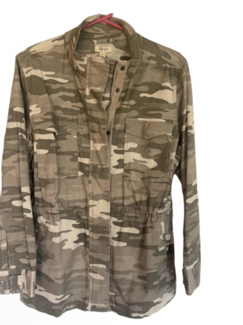 Style & Company Lightweight Camo Jacket - Beige - Picture 3 of 11